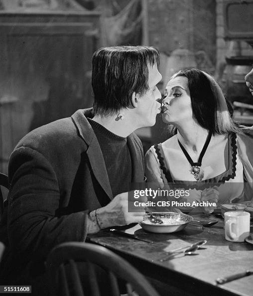 American actor and children's book author Fred Gwynne kisses Canadian