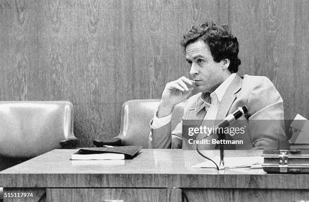 Orlando, Fla.: Theodore Bundy watches intently during the third day of jury selection at his trial in Orlando for the murder of 12-year-old Kimberly...