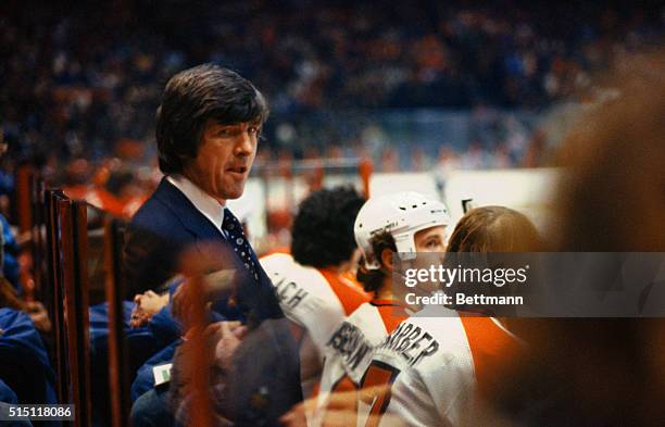 Pat Quinn, coach for the Philadelphia Flyers hockey team.