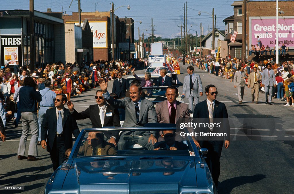 Senator George McGovern Waving from Open Car
