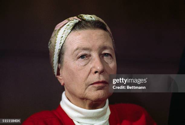 Simone De Beauvoir in a head and shoulders shot.