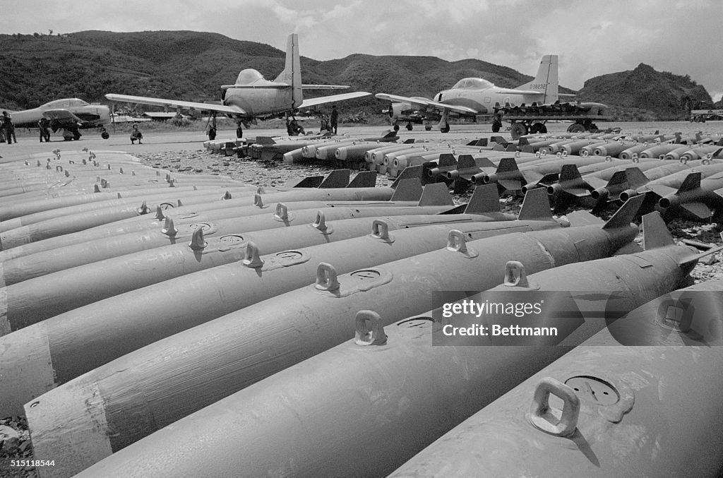 Bombs and Training Airplanes at Military Base in Laos
