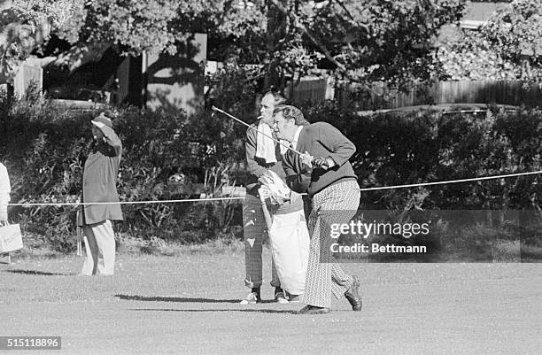 Pebble Beach, California: Orville Moody follows through as he drives off the 16th tee, at the Pebble Beach course, in 2nd day play of the Crosby...