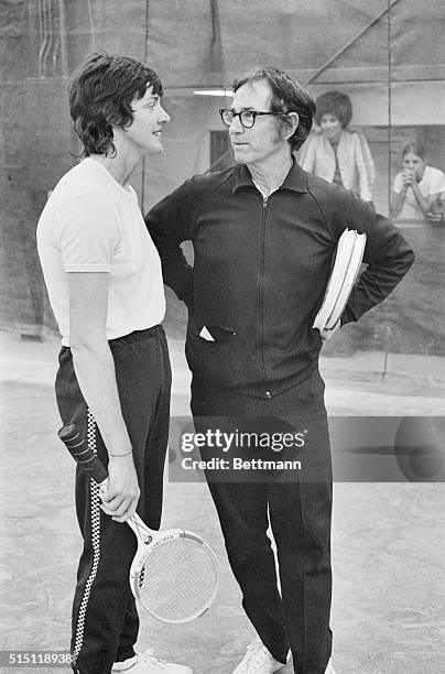 Before the Battle. Richmond, Virginia: Australia's Margaret Court, top woman tennis player, and retired tennis star Bobby Riggs get together in...