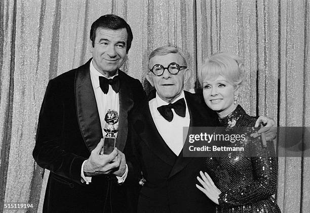 Walter Matthau, and George Burns are at the Hollywood Foreign Press Association Golden Globe Awards ceremony here. Matthau got an award for best...