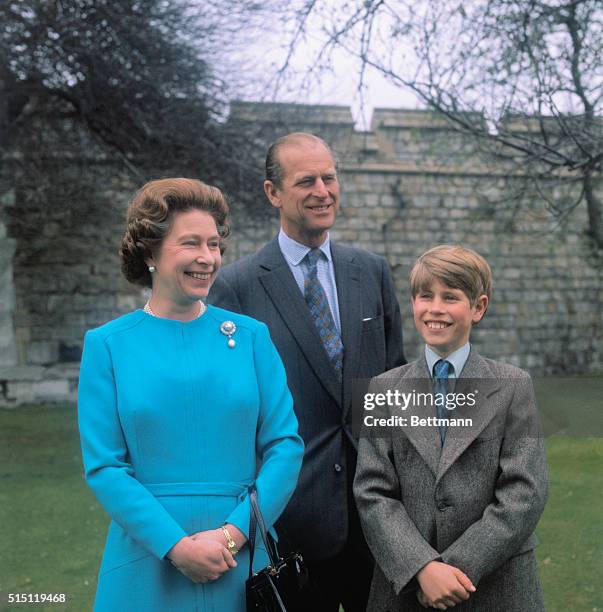 Queen Elizabeth, posing with her husband, the Duke of Edinburgh, and their son, Prince Edward. The Queen will be celebrating her 50th birthday on...