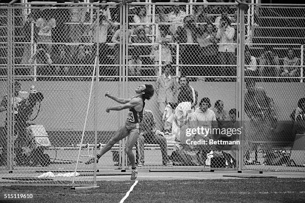 S Bruce Jenner got a second place in the shot put of Olympic Decathlon competition with this toss of 15.35 metres.