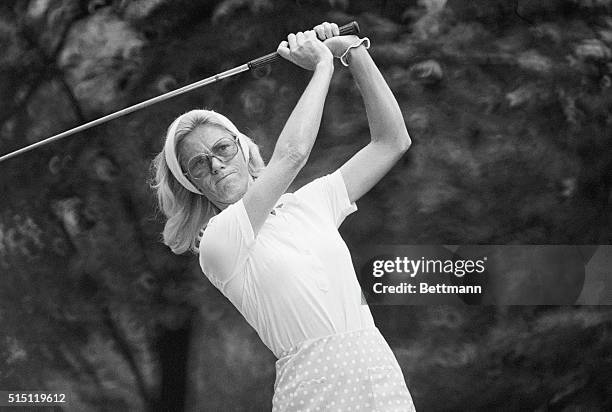 Judy Rankin, leading money winner on the Ladies Tour this year, tees off on the fifth hole in the first round of the Women's U.S. Open in...