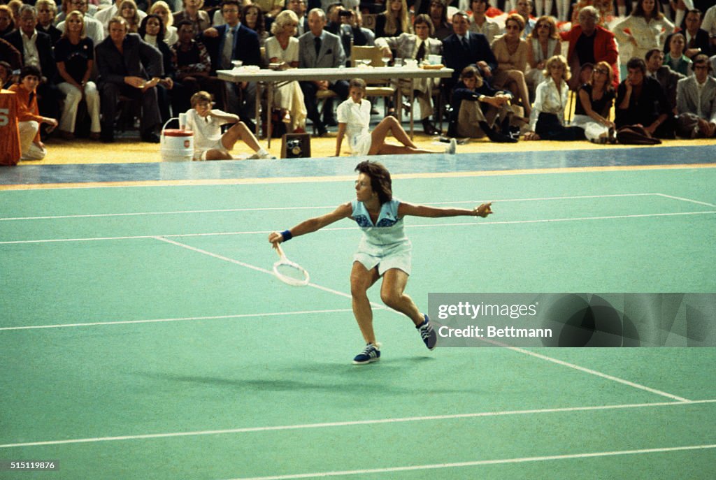 Billie Jean King Hitting Ball
