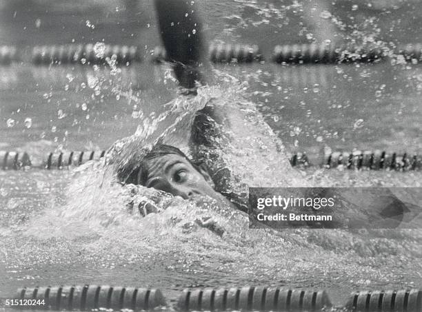 Munich: Roland Matthes of East Germany is shown winning the final of the 100 meters mens backstroke at the Munich Olympics and setting a New Olympic...