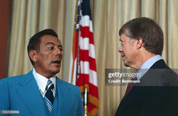 Panamanian leader Brigadier General Omar Torrijos and President Carter meet at the White House 9/6. The two will sign the new Panama Canal Treaty 9/7.
