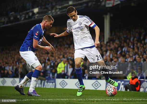 Nemanja Matic of Chelsea and James McCarthy of Everton compete for the ball during the Emirates FA Cup sixth round match between Everton and Chelsea...