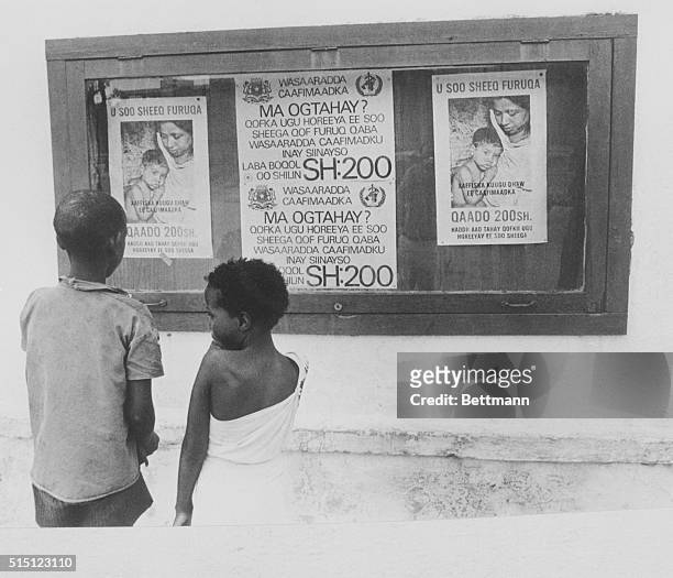 Smallpox posters all over the streets in Mogadiscio offering reward of Shs 200/--, to anyone reporting a smallpox case.