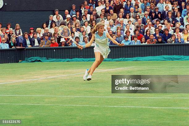 American tennis player Tracy Austin, plays at Wimbleton in 1977. At 14, she became the youngest player ever to enter, and was ranked among the top...