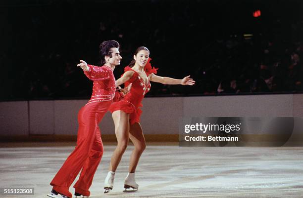 Tai Babilonia- figure skating champ, with Randy Gardner, glides smoothly through their routine in Atlanta.