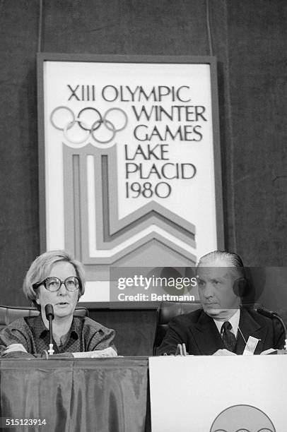 Director Monique Berlioux tells a news conference that the IOC Executive Board is considering a request from the U.S. Olympic Committee to take the...