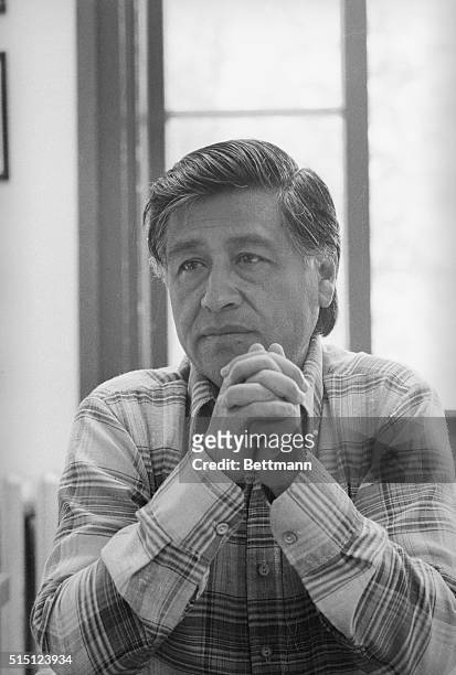 Keene, California. Cesar Chavez, who turns 51 this week, is at his farm labor movement's now growing headquarters complex, called La Paz, recently....