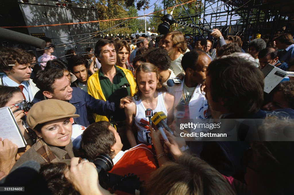 Reporters Interviewing Grete Waitz