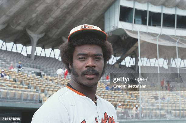 Portrait of Eddie Murray, first baseman for the Baltimore Orioles.