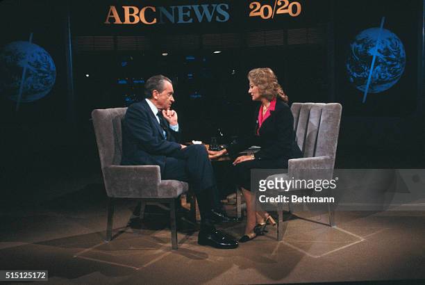 New York: Barbara Walters interviews former President Richard Nixon in New York.
