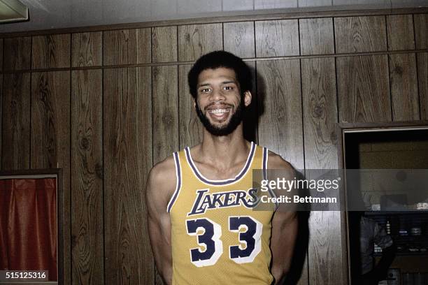 Photo of Kareem Abdul-Jabbar, Los Angeles Lakers center. Filed, 3/25/1980.