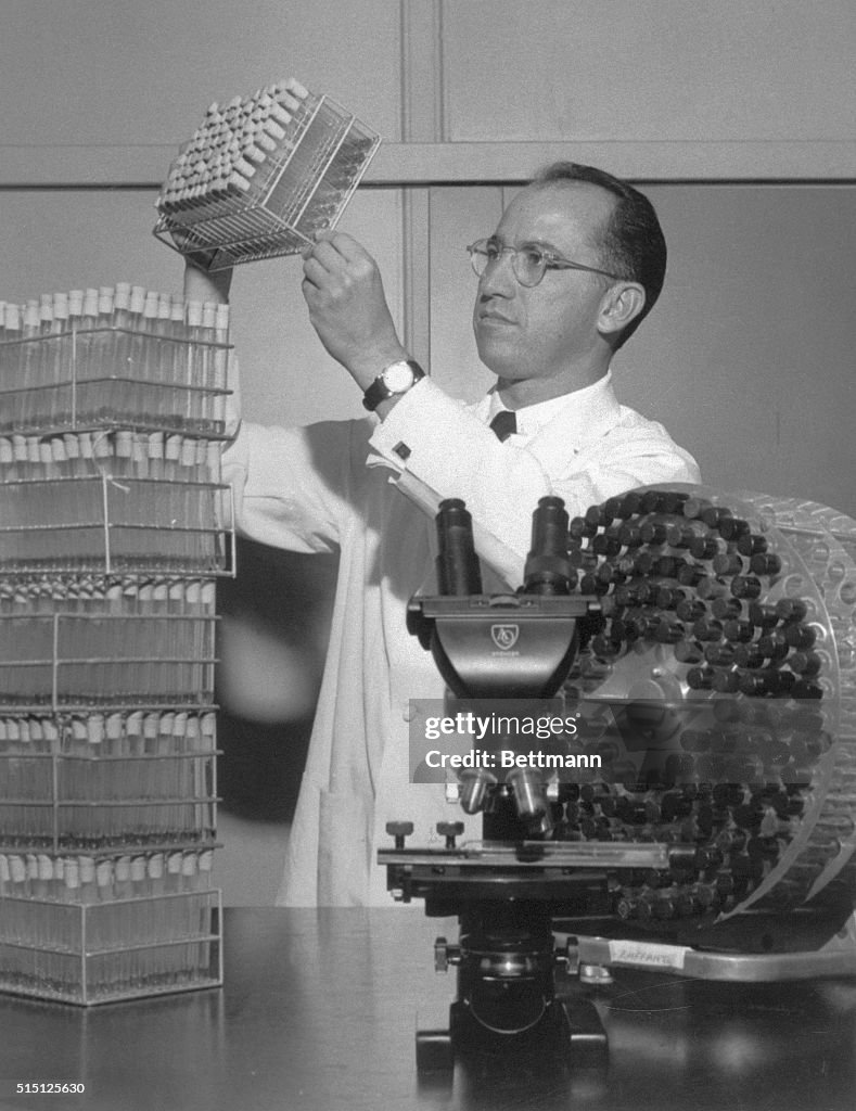 Jonas Salk Working in Laboratory