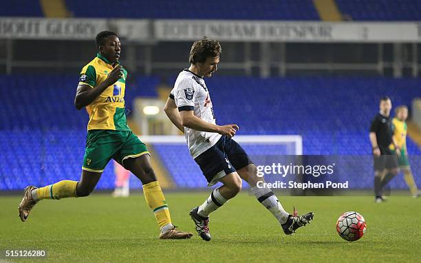 Filip Lesniak of Tottenham Hotspur during the Barclays U21 Premier League match between Tottenham Hotspur and Norwich City at White Hart Lane on...