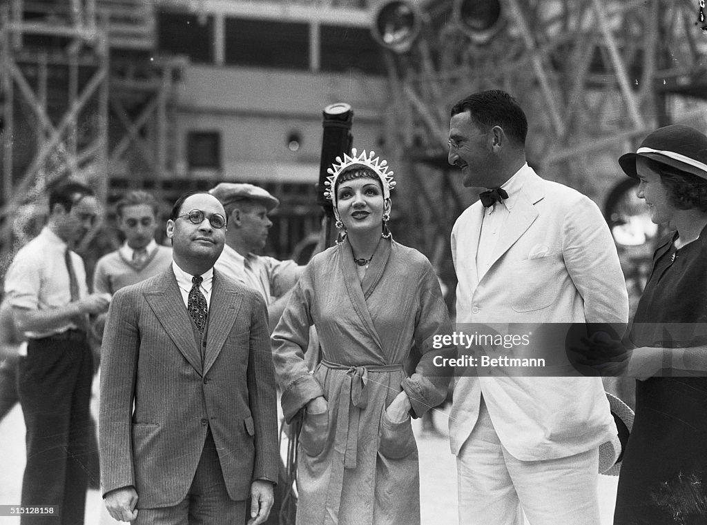 Actress Claudette Colbert with Paramount Head and Joseph Pulitzer