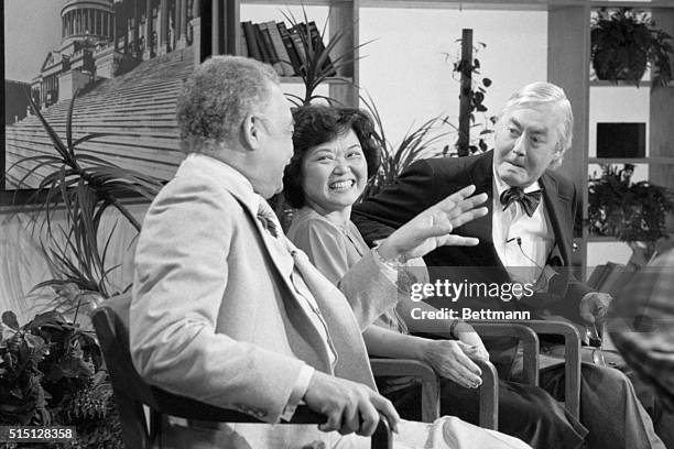 Members of the Democratic Platform Committee talks prior to ABC's Issues and Answers are , Detroit Mayor and Chairman of the democratic Platform...