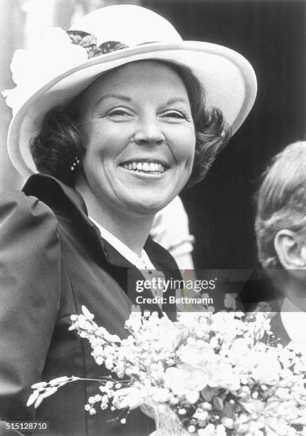 Netherland's Queen Beatrix in close up portrait.