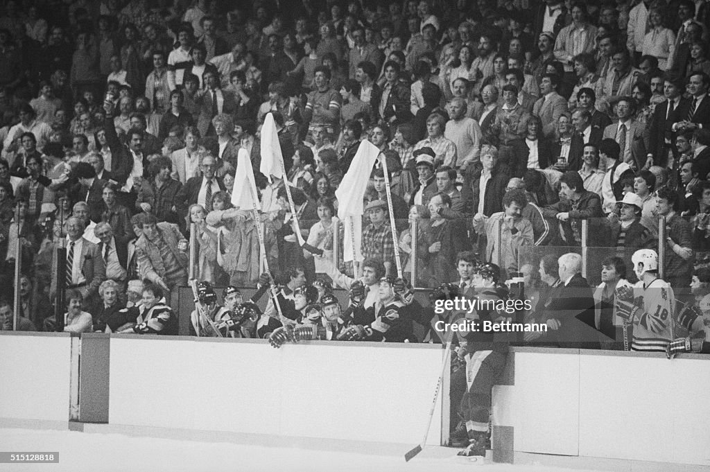 Hockey Players Waving Towels Protesting Penalty Call
