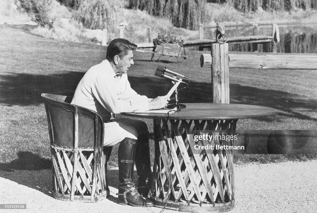 Ronald Reagan Making Radio Address