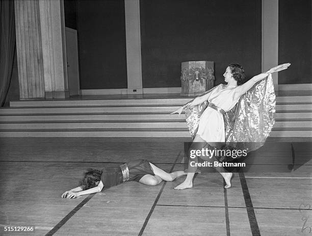 Students of Barnard College in New York, held a rehearsal April 1st for the classic Greek Games which they will present at the college on April 8th....