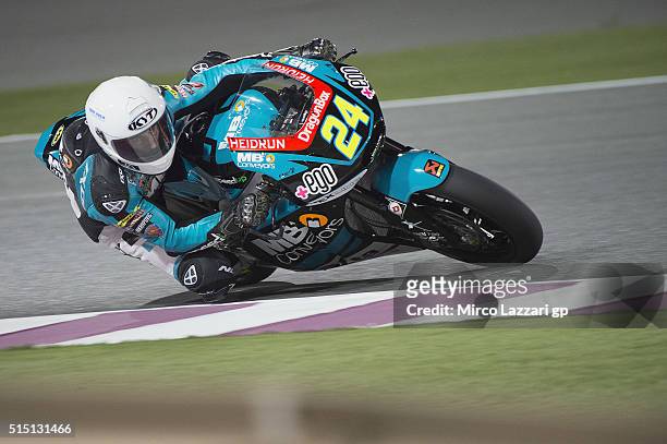 Simone Corsi of Italy and Speed Up Racing rounds the bend during the Moto2 And Moto 3 Tests at Losail Circuit on March 12, 2016 in Doha, Qatar.