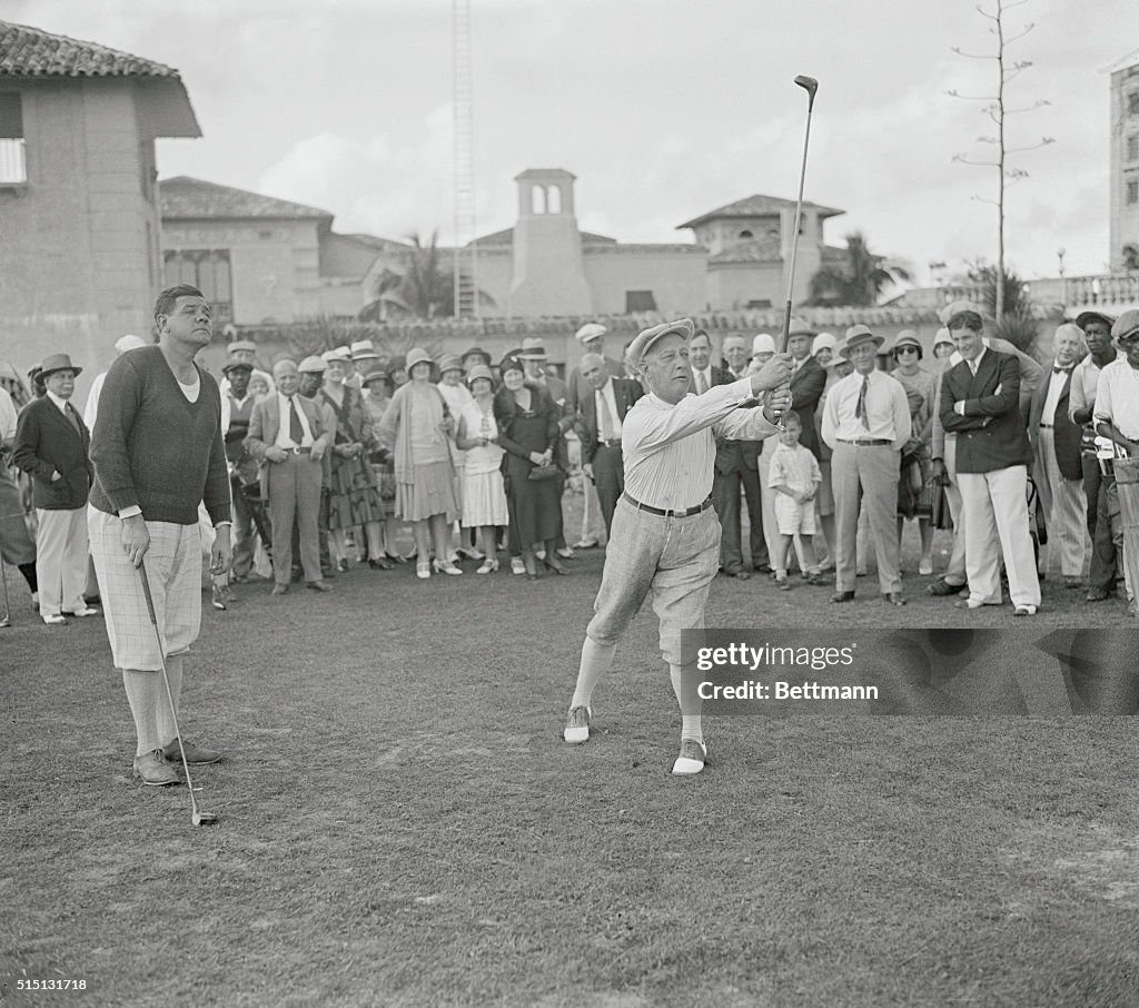Babe Ruth and Al Smith Playing Golf