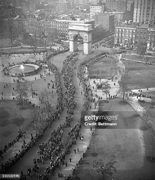 Here is a section of the parade of 100,000 marchers passing through the Washington Arch, during anti-Nazi demonstration in New York, May 10th....