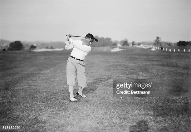 Bobby Jones teeing off during a round of play in the National Amateur Golf Championship tourney at Merion Cricket Club in Ardmore, Pennsylvania.
