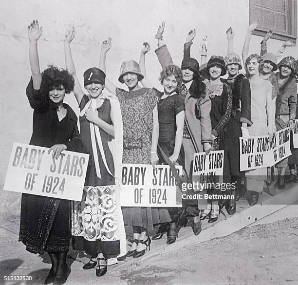 Wampus Bay stars of 1924. Posing left to right: Clara Bow; Blanche Mahaffrey; Elinor Fair; Gloria Grey; Carmelita Geraghty; Julane Johnston; Dorothy...