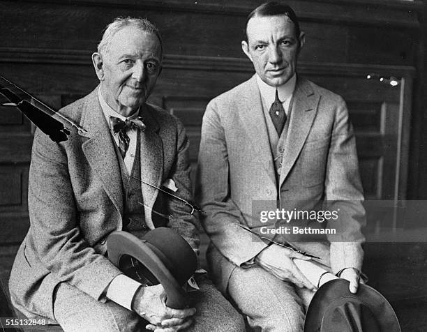 Charles Comiskey, owner of the Chicago White Sox, , and William Veeck, owner of the Chicago Cubs, are shown waiting to testify before the grand-jury...
