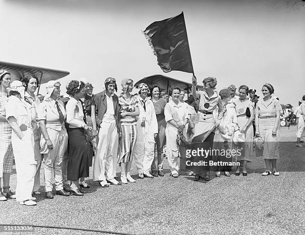 Pictured above are the principals in the Annette Gipson Trophy Race for women which was held at Roosevelt Field, Long Island, June 24th. Left to...