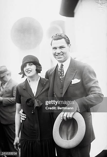 Mr. And Mrs. Jack Dempsey on their arrival on S.S. Homeric.