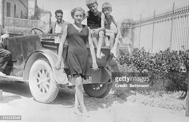 Italy: Photo shows Benito Mussolini's children as they appeared on the sea shore at the famous Italian summer resort. They are left to right, his...