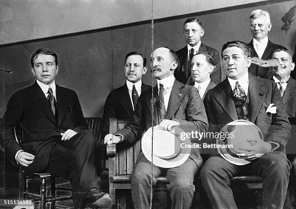 Harry K. Thaw sits with the jury that found him sane after his trial for the murder of architect Stanford White, who was having an affair with Evelyn...