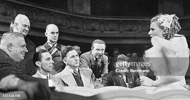 Accompanied by Reich Commissioner Hans Schweitzer and Vice-President Weidemann of the Reich Film Chamber, Dr. Joseph Goebbels, Reich Minister of...