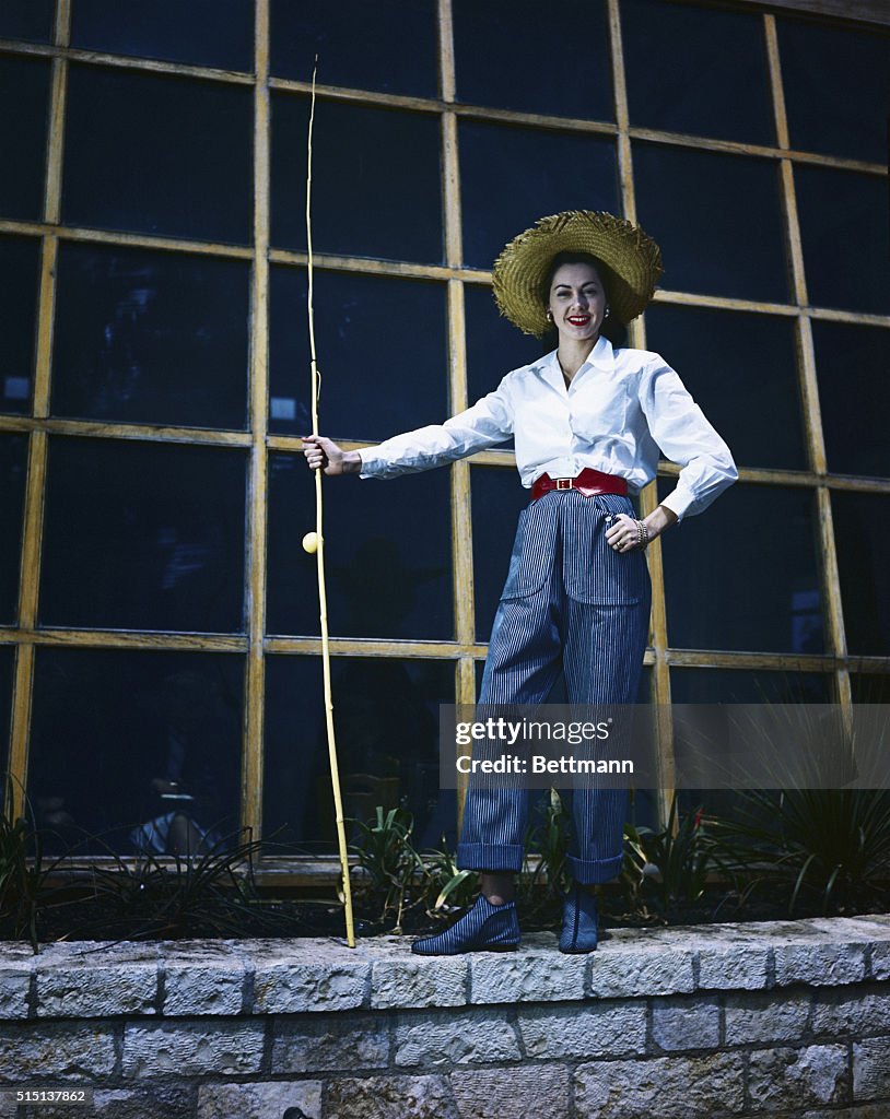 Model Wearing Fishing Outfit