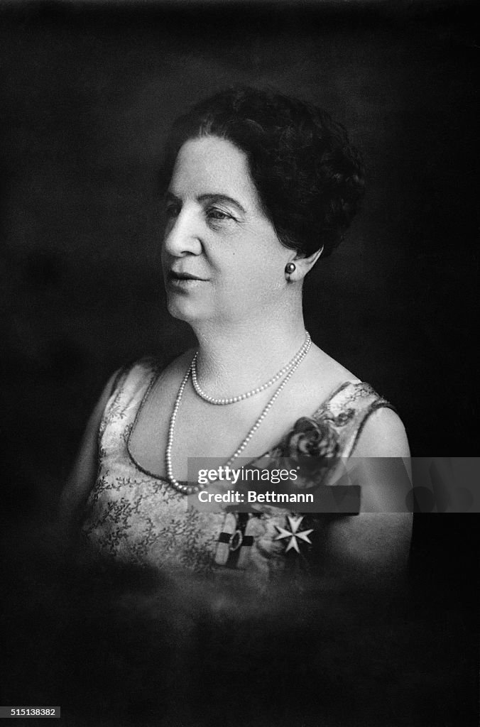 Profile Portrait of Magistrate Emily Murphy Wearing Pearls and Medals