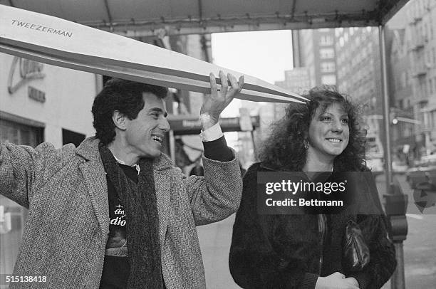 New York: Theresse Patenaude plays the "straight" person as Dal "Tweezerman" La Magna tries to pluck her eyebrows with a huge fake replica of one of...