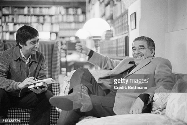 Gabriel Garcia Marquez, author of One Hundred Years of Solitude, relaxes in his home here 10/21 after he was awarded the 1982 Noble Prize for...