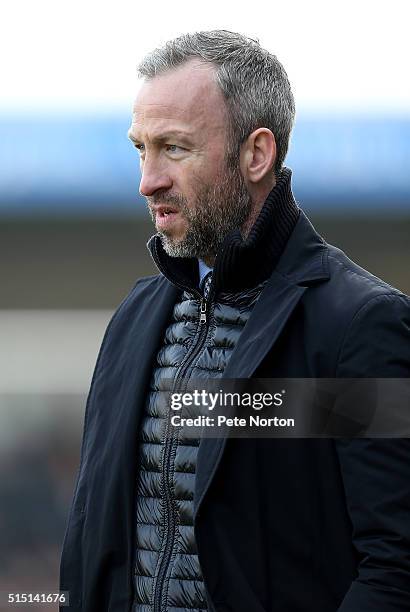 Cambridge United manager Shaun Derry looks on during the Sky Bet League Two match between Northampton Town and Cambridge United at Sixfields Stadium...