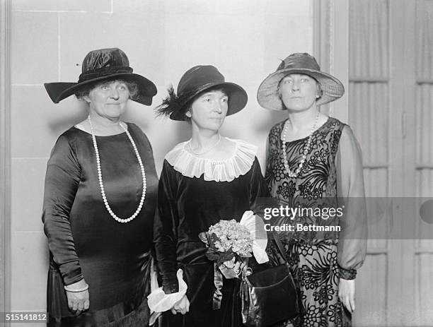 Margaret Sanger with Mrs. Anna Kennedy, Executive Secretary of Birth Control League and Dr. Dorothy Booker, director.